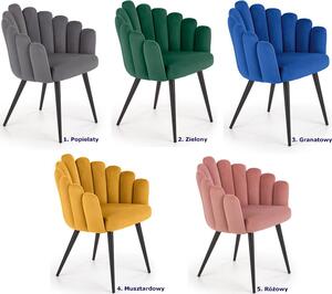 Musztardowe tapicerowane krzesło kubełkowe - Zusi