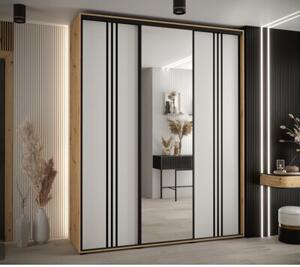 Szafa przesuwna wysoka Davos 7 190, gł. 60 cm artisan + biały + czarny