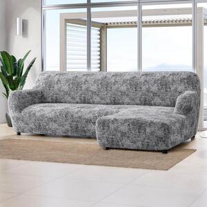 Bi-elastyczne pokrowce MARMO szare narożnik z otomaną po prawej stronie (sz. 170 - 300 cm)