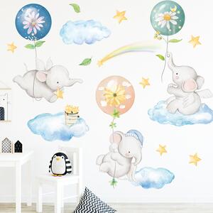PIPPER | Naklejka na ścianę "Małe słonie na chmurach" 86x111 cm