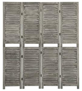 Parawan 4-panelowy, szary, 143x166 cm, lite drewno