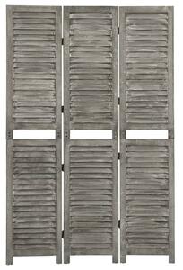 Parawan 3-panelowy, szary, 106,5x166 cm, lite drewno