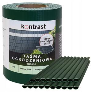 Taśma ogrodzeniowa osłona płot panel uv 450g 19cmx35m klipsy zielona