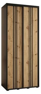 Szafa przesuwna wysoka Davos 6 120, gł. 60 cm czarny + artisan + czarny