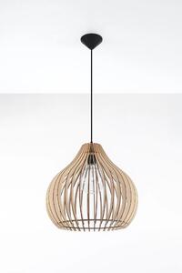 Skandynawska lampa wisząca z drewnianym kloszem - EX550-April