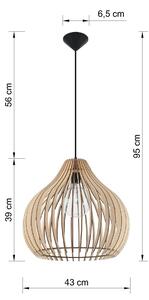 Skandynawska lampa wisząca z drewnianym kloszem - EX550-April