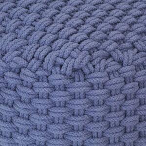 Niebieska kwadratowa pufa bawełniana ręcznie pleciona - Momo