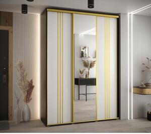 Szafa przesuwna wysoka Davos 7 170, gł. 60 cm czarny + biały + złoty