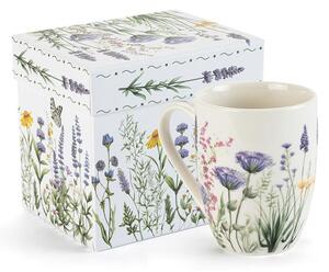 Kubek porcelanowy LAWENDOWY OGRÓD w pudełku prezentowym 350 ml