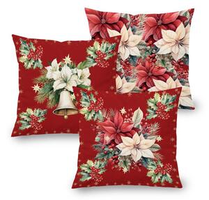 Zestaw 3 poszewek na poduszki RED POINSETTIA 45 x 45 cm