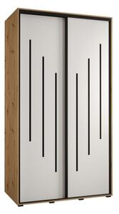 Szafa przesuwna wysoka Davos 8 140, gł. 60 cm artisan + biały + czarny
