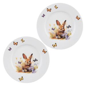 Zestaw talerzy deserowych porcelanowych WIOSNA zając 20 cm 2 szt