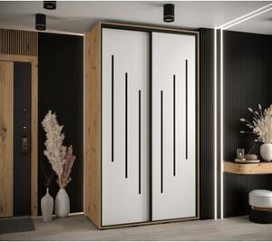 Szafa przesuwna wysoka Davos 8 140, gł. 60 cm artisan + biały + czarny