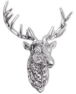 Głowa jelenia dekoracyjna na ścianę, aluminium, srebrna