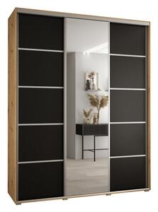 Szafa przesuwna wysoka Davos 5 180, gł. 60 cm artisan + czarny + srebrny