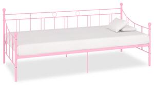 Rama leżanki, różowa, metalowa, 90 x 200 cm