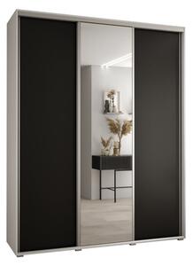 Szafa przesuwna wysoka Davos 3 190, gł. 60 cm biały + czarny + srebrny