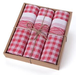 Bawełniane żakardowe ściereczki kuchenne czerwone 50 x 70 cm 3 szt
