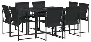 Zestaw Mebli Ogrodowych Komplet Jadalniany 9-Częściowy Czarny Metal Na Taras Balkon Ogród