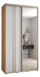 Szafa przesuwna wysoka Davos 7 140, gł. 45 cm artisan + biały + srebrny