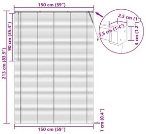 Elegancka żaluzja wenecka pvc srebrnoszara 213 x 150 cm z drążkiem obrotowym i klipsem bezpieczeństwa