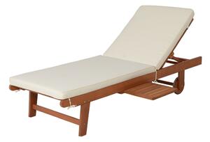 Kremowo-naturalny drewniany leżak ogrodowy San Diego – Garden Pleasure
