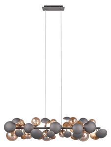 Lampa wisząca w szaro-złotym kolorze ze szklanym kloszem Bubble – Trio Select