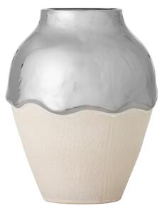 Kamionkowy wazon w kremowo-srebrnym kolorze (wysokość 26 cm) Silvio – Bloomingville