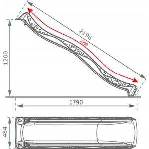 Ślizg zjeżdżalnia wodna ok. 220 cm do platformy 120 cm Niebieski