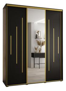 Szafa przesuwna wysoka Davos 13 200, gł. 60 cm czarny + czarny + złoty