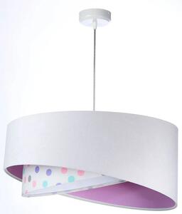 Biało-różowa welurowa lampa wisząca w groszki - EXX02-Berina