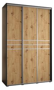 Szafa przesuwna wysoka Davos 10 160, gł. 60 cm czarny + artisan + srebrny