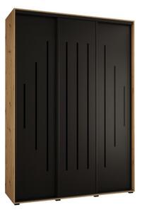 Szafa przesuwna wysoka Davos 12 170, gł. 60 cm artisan + czarny + czarny