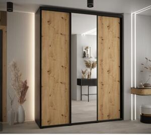 Szafa przesuwna wysoka Davos 3 190, gł. 60 cm czarny + artisan + czarny
