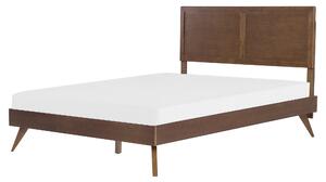 Łóżko MDF rama z wezgłowiem i stelażem 160x200 cm ciemne drewno Istres Beliani