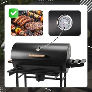 Grill Węglowy Z Przykrywą Ogrodowy Na Kołach Półki Gril Bbq