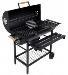 Grill Węglowy Z Przykrywą Ogrodowy Na Kołach Półki Gril Bbq