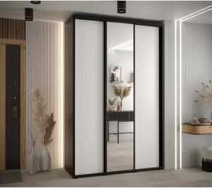Szafa przesuwna wysoka Davos 3 160, gł. 60 cm czarny + biały + czarny