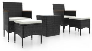 Zestaw Mebli Ogrodowych Bistro Z Poduszkami 5-Częściowy Czarny Rattan Na Taras Balkon Ogród