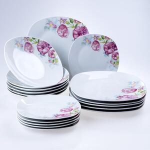 Komplet porcelanowych talerzy square DOLORES 18 szt