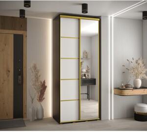 Szafa przesuwna wysoka Davos 5 110, gł. 60 cm czarny + biały + złoty