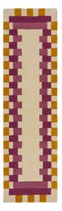 Żółto-różowy wełniany chodnik tkany ręcznie 60x230 cm Kai Wool Border – Flair Rugs