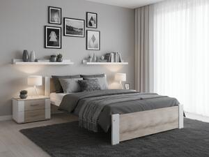 Łóżko IKAROS 90 x 200 cm, białe/dąb sonoma Stelaż: Ze stelażem listwowym rolowanym elastycznym, Materac: Bez materaca