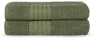 Ciemnozielone bawełniane ręczniki kąpielowe zestaw 2 szt. frotte 70x140 cm – Good Morning
