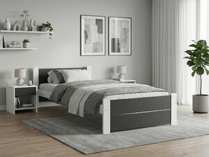 Łóżko IKAROS DOUBLE 90 x 200 cm, antracyt/biały Stelaż: Ze stelażem listwowym rolowanym elastycznym, Materac: Materac Deluxe 10 cm