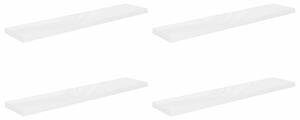 Półki ścienne 4 szt., wysoki połysk, biel, 120x23,5x3,8 cm, mdf