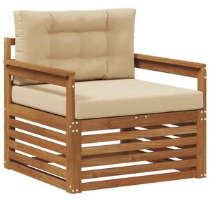 Zestaw mebli ogrodowych z litego drewna akacjowego z poduszkami, modułowy design, naturalny kolor