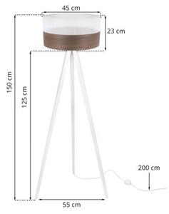 Lampa podłogowa trójnóg biały Light Home LH Wood 1xE27 45cm abażur walec biały/fornir F04