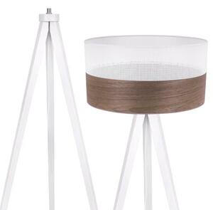 Lampa podłogowa trójnóg biały Light Home LH Wood 1xE27 45cm abażur walec biały/fornir F04