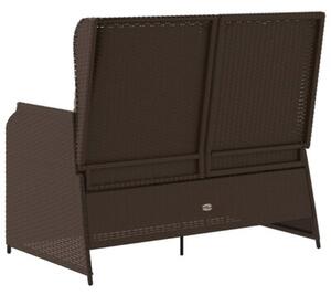 Podwójna ławeczka ogrodowa z polirattanu z poduszką - minimalistyczny design w czarno-kremowym kolorze